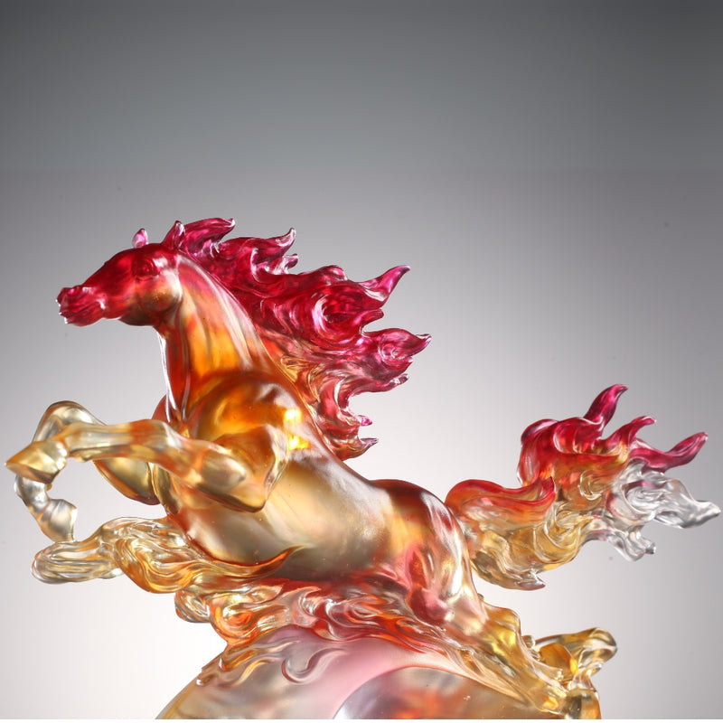LIULI Crystal Art, Horse, Fireball, charging to triumph
