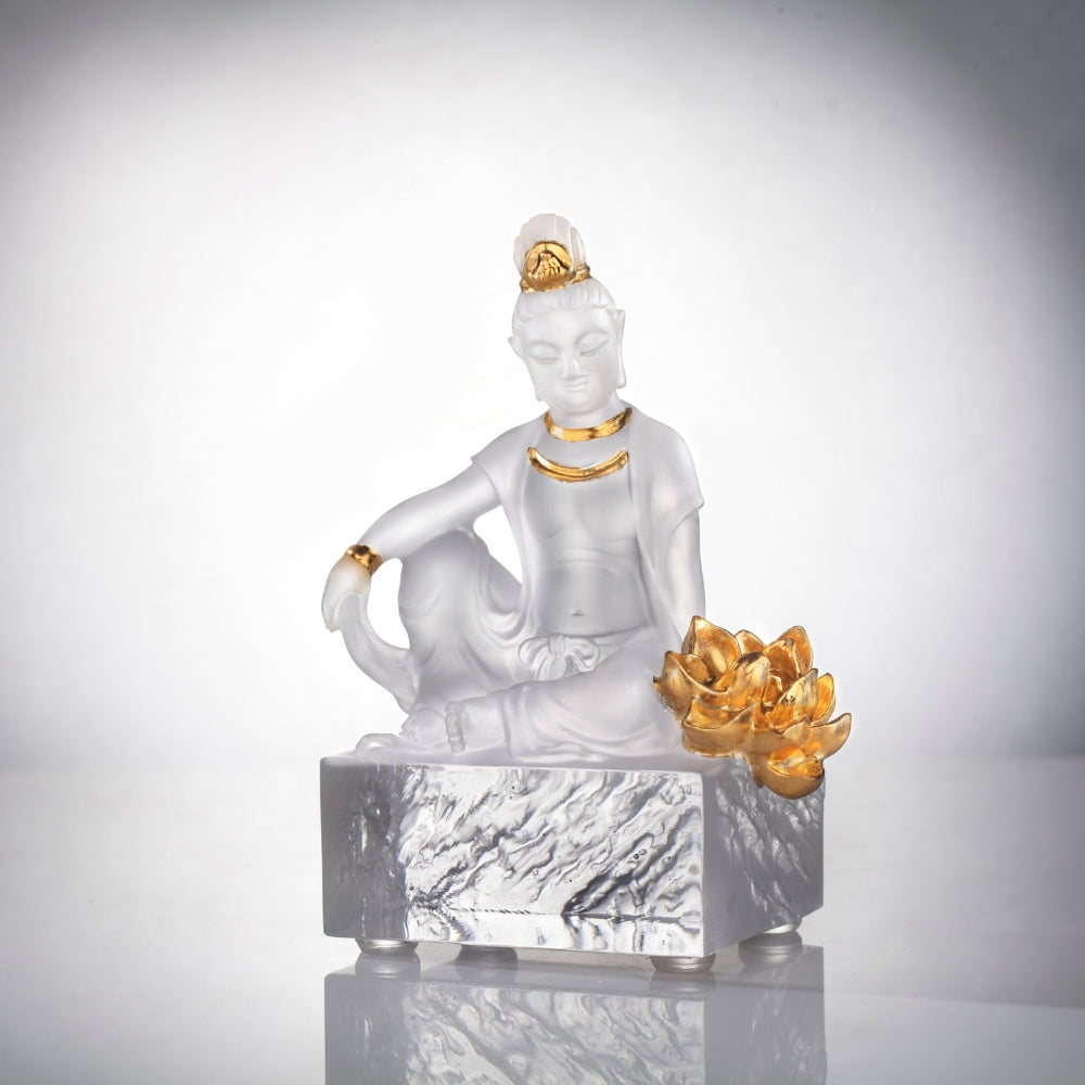 花開自得（金箔版）（琉璃佛像, 觀音, 蓮花, 24K金箔）