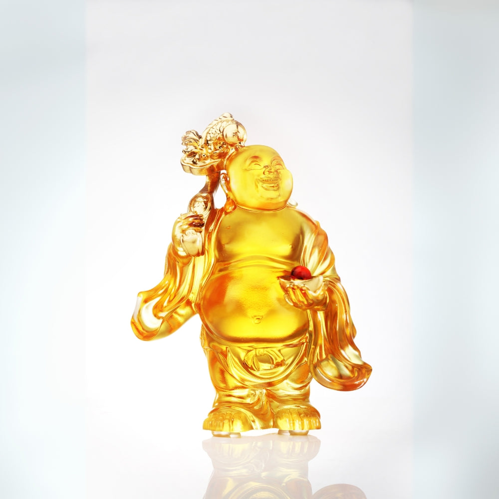 Crystal Buddha, Happy Belly Buddha, Laughing Buddha, Abundance of Ruyi, Joyous Heart (24K Gold Leaf)