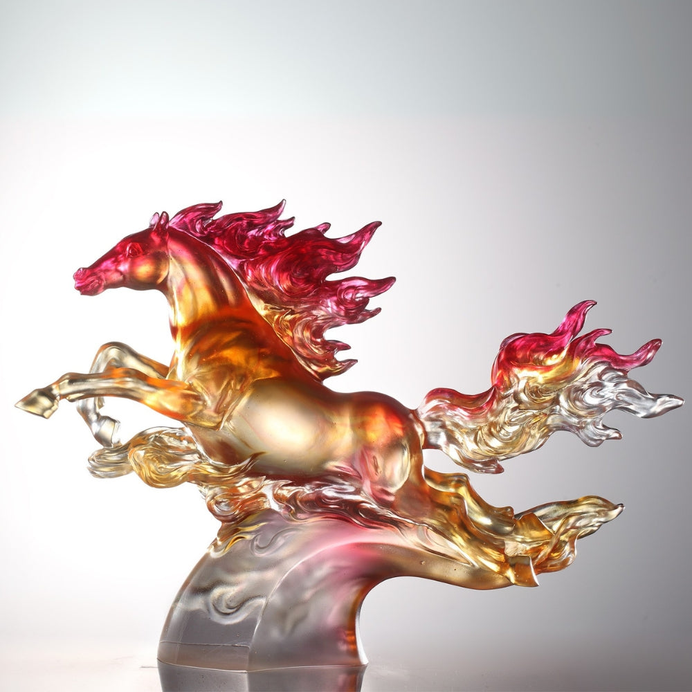 LIULI Crystal Art, Horse, Fireball, charging to triumph