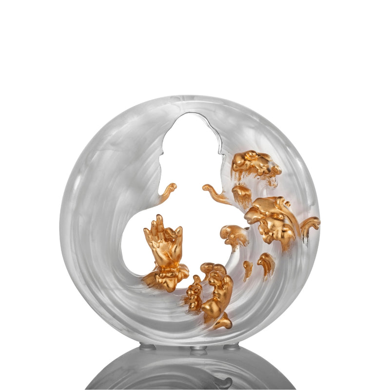 Crystal Buddha, Sakyamuni, Only Love, Only Concern-My Heart of Clarity (24K Gold Leaf)