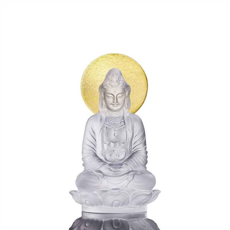 LIULI Crystal Buddha, Guanyin, Accompanied By Ease (24K Gold Leaf)
