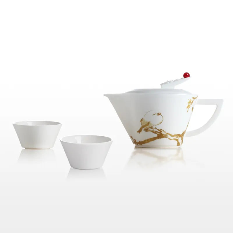 茶小壺-小小肥鳥（骨瓷,茶具,茶壺,茶杯,山水畫）