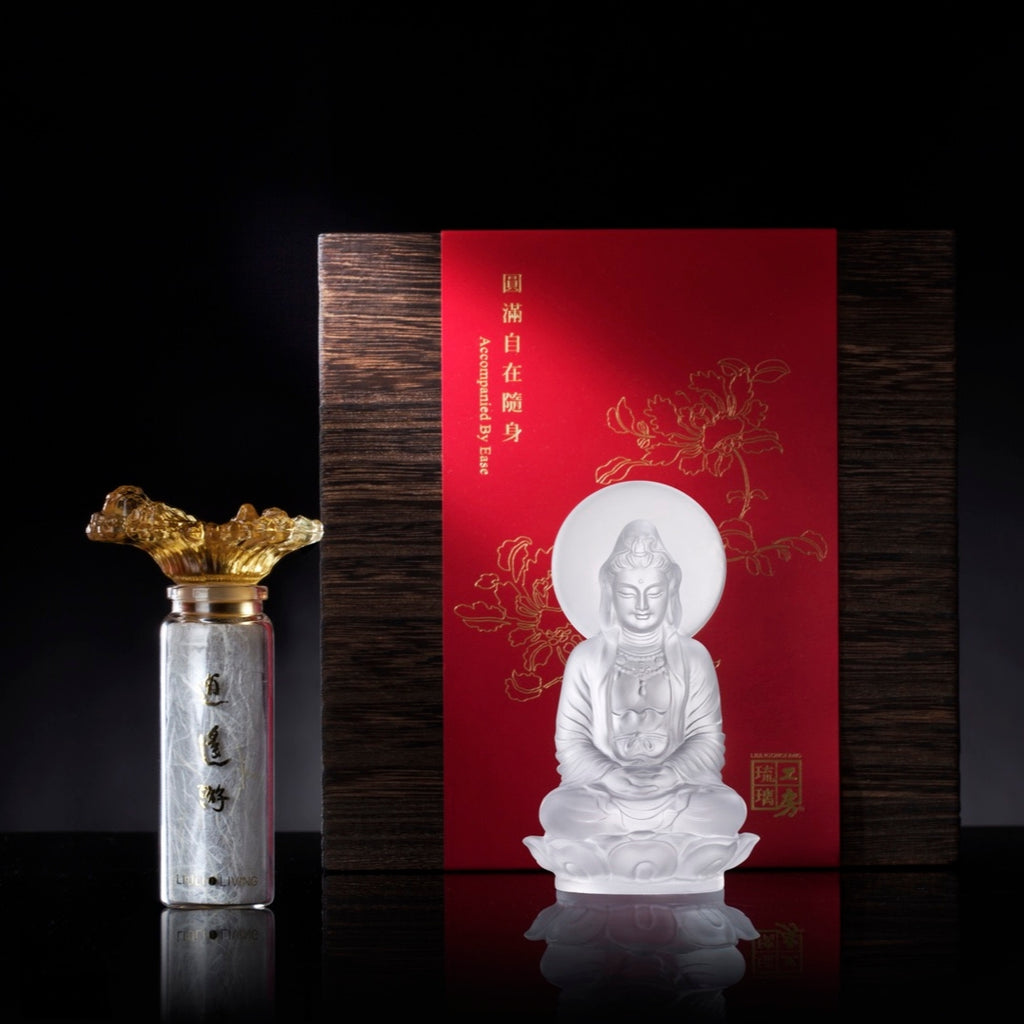 LIULI Crystal Buddha, Guanyin, Accompanied By Ease