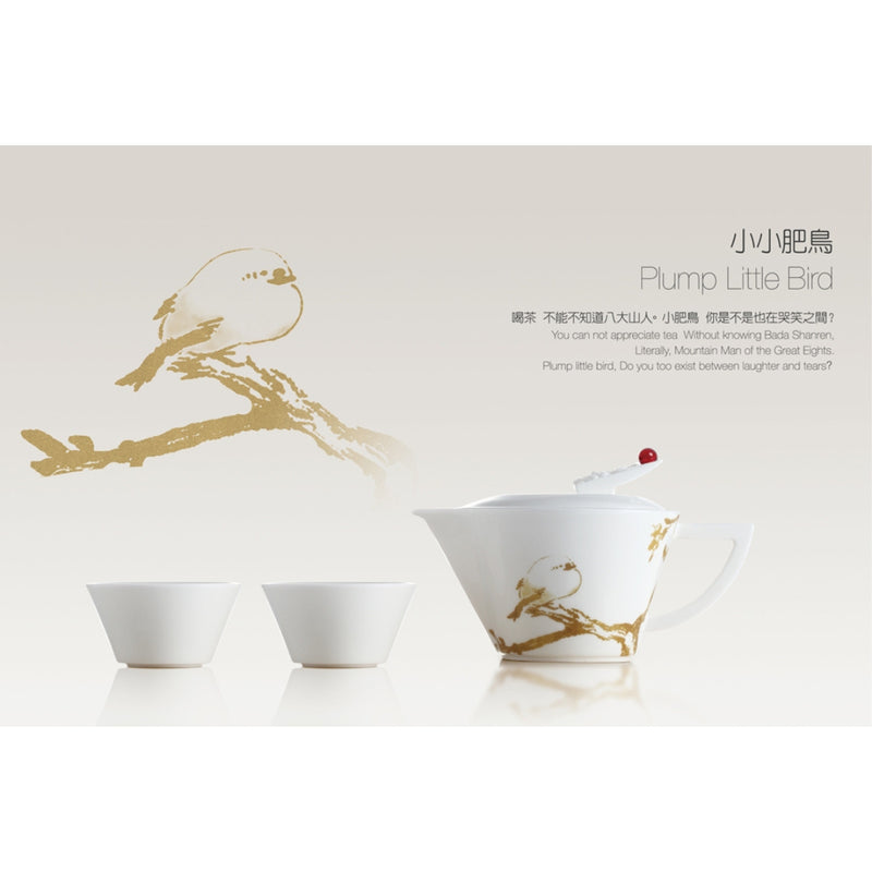 茶小壺-小小肥鳥（骨瓷,茶具,茶壺,茶杯,山水畫）