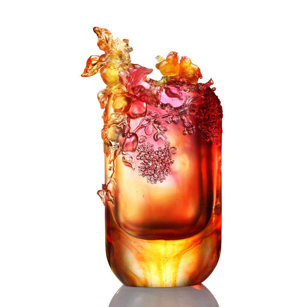 LIULI Crystal Floral Vase, Happiness in Pairs