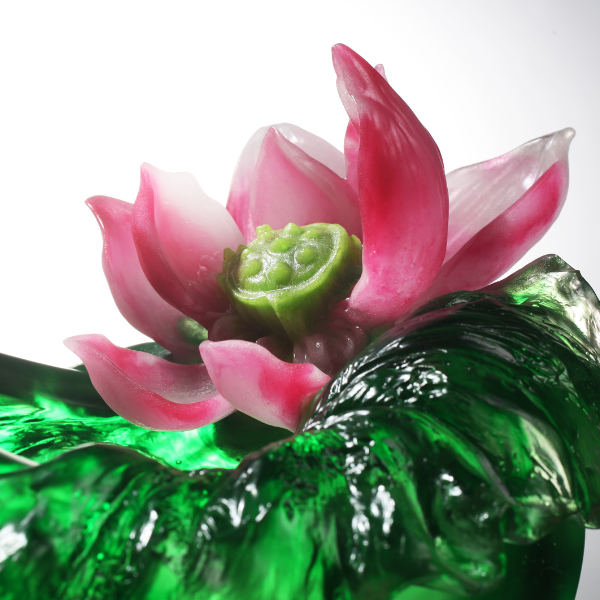 LIULI Crystal vase, Flower & Shrimp, Lotus Pond Leisure