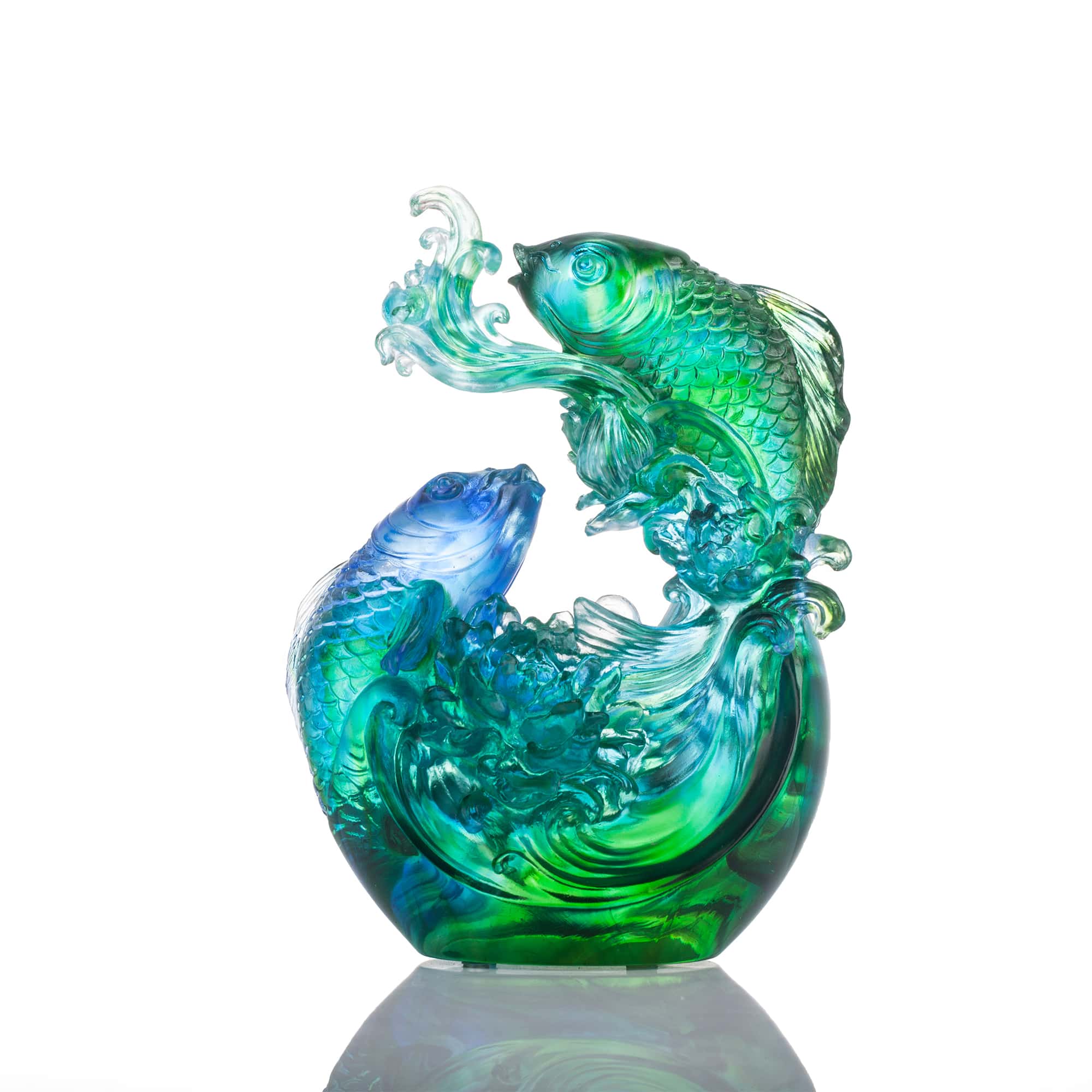 台湾 琉璃工房 ガラス置物 金魚 【LIULI 2016 520/2200】美品 琉璃工房LIULI 一躍頂尖(魚)