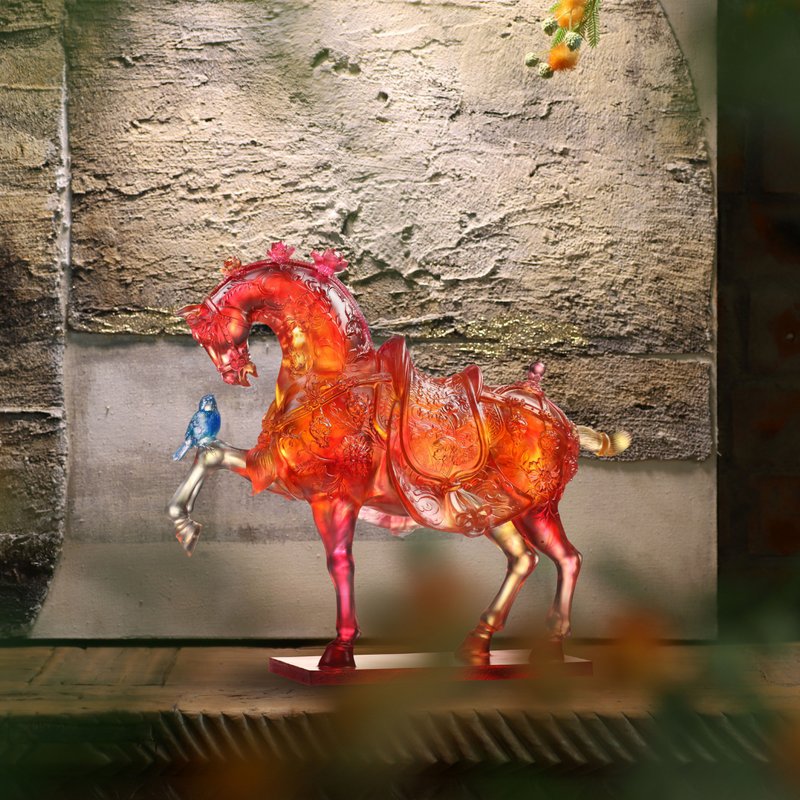 LIULI Crystal Art Horse Sculpture, Exultation