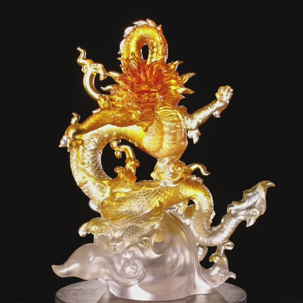 LIULI Crystal Art Mythical Dragon, True Believer, Uplift