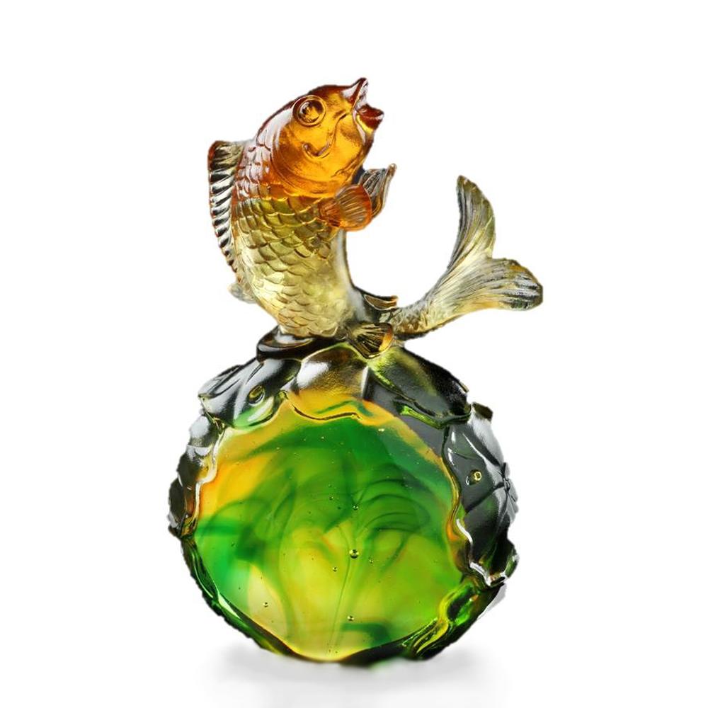 Crystal Fish, Koi Fish, Somersault To The Top - LIULI Crystal Art