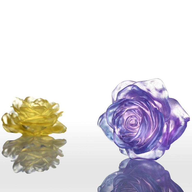 Chinese Crystal Art Flower, Rose, For an Amorous World - LIULI Crystal Art