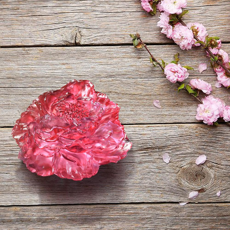 Crystal Flower, Peony, Prosperous Heart, Prosperous World - LIULI Crystal Art