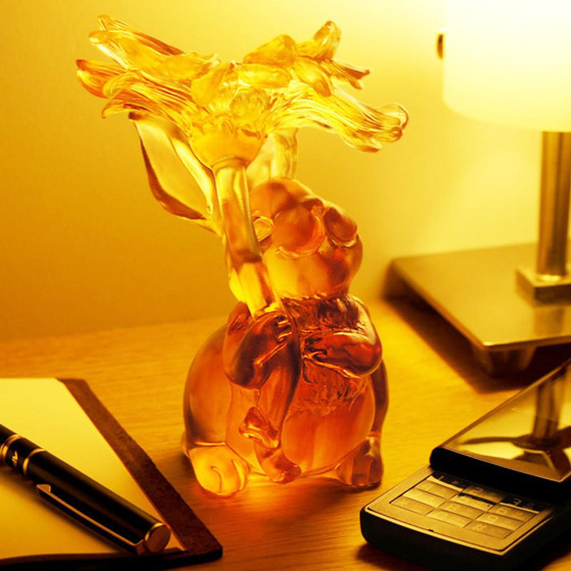 Spectacular Blossom of Mine (Success) - Crystal Bunny Rabbit Figurine - LIULI Crystal Art