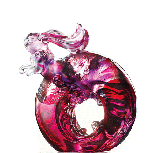 Crystal Rabbit Figurine, Victory Within Reach, Flying High - LIULI Crystal Art
