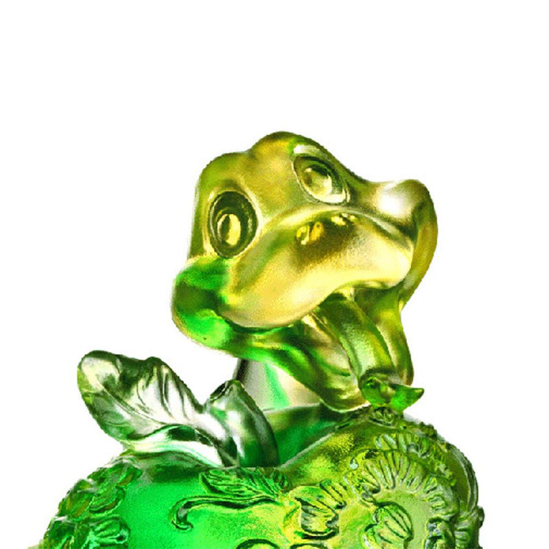 - Crystal Snake Figurine (Zodiac, Playful) - "A Flowery World of Happiness" - LIULI Crystal Art