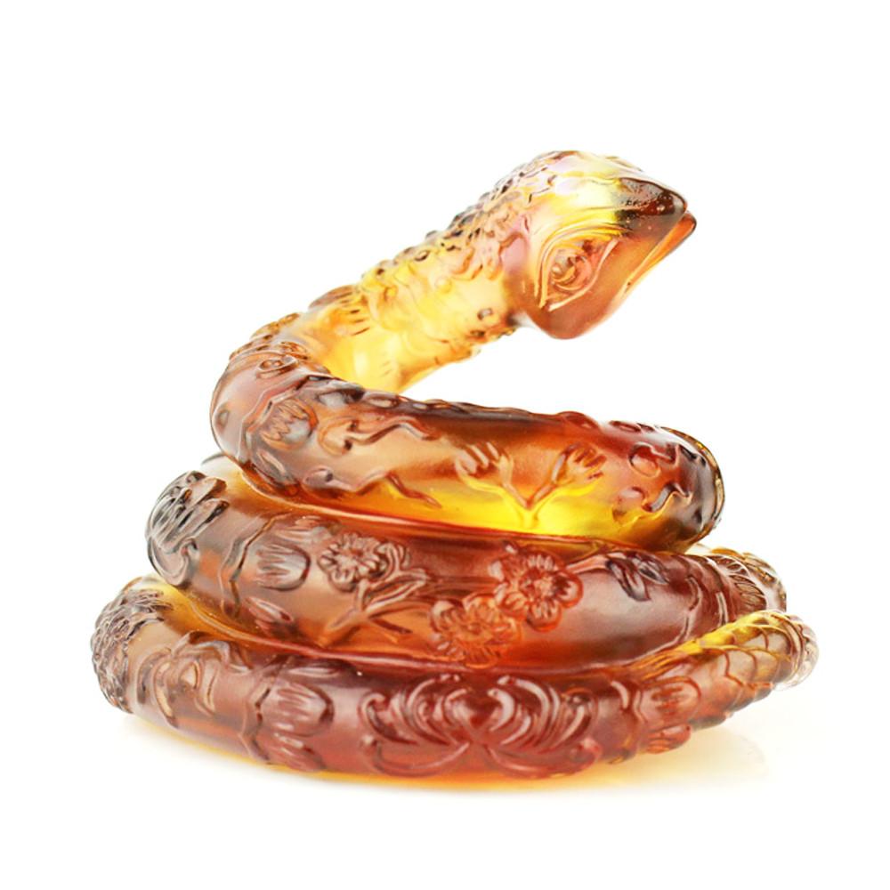 -- DELETE -- In Protective Coil (Protection) - Crystal Snake Figurine - LIULI Crystal Art