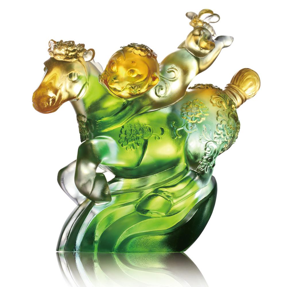 Crystal Animal, Horse and Monkey, Splendor on Horseback - LIULI Crystal Art