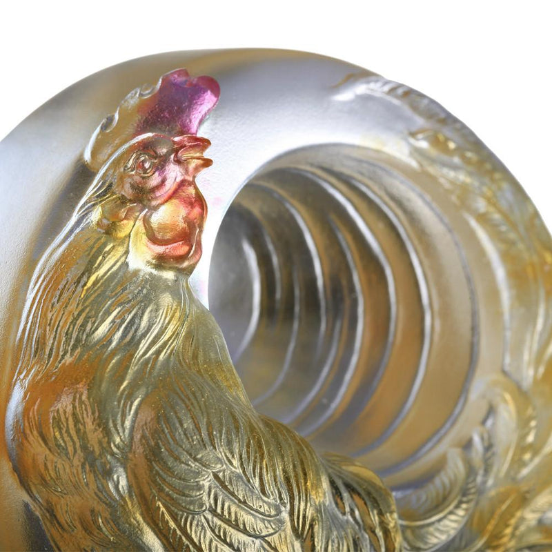 Sun Bird (Awakening) - Crystal Rooster Figurine Paperweight - LIULI Crystal Art