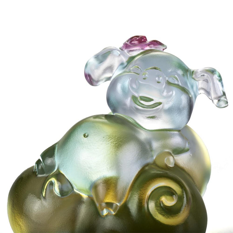 Crystal Animal, Pig, Fortune and Fulfillment - LIULI Crystal Art