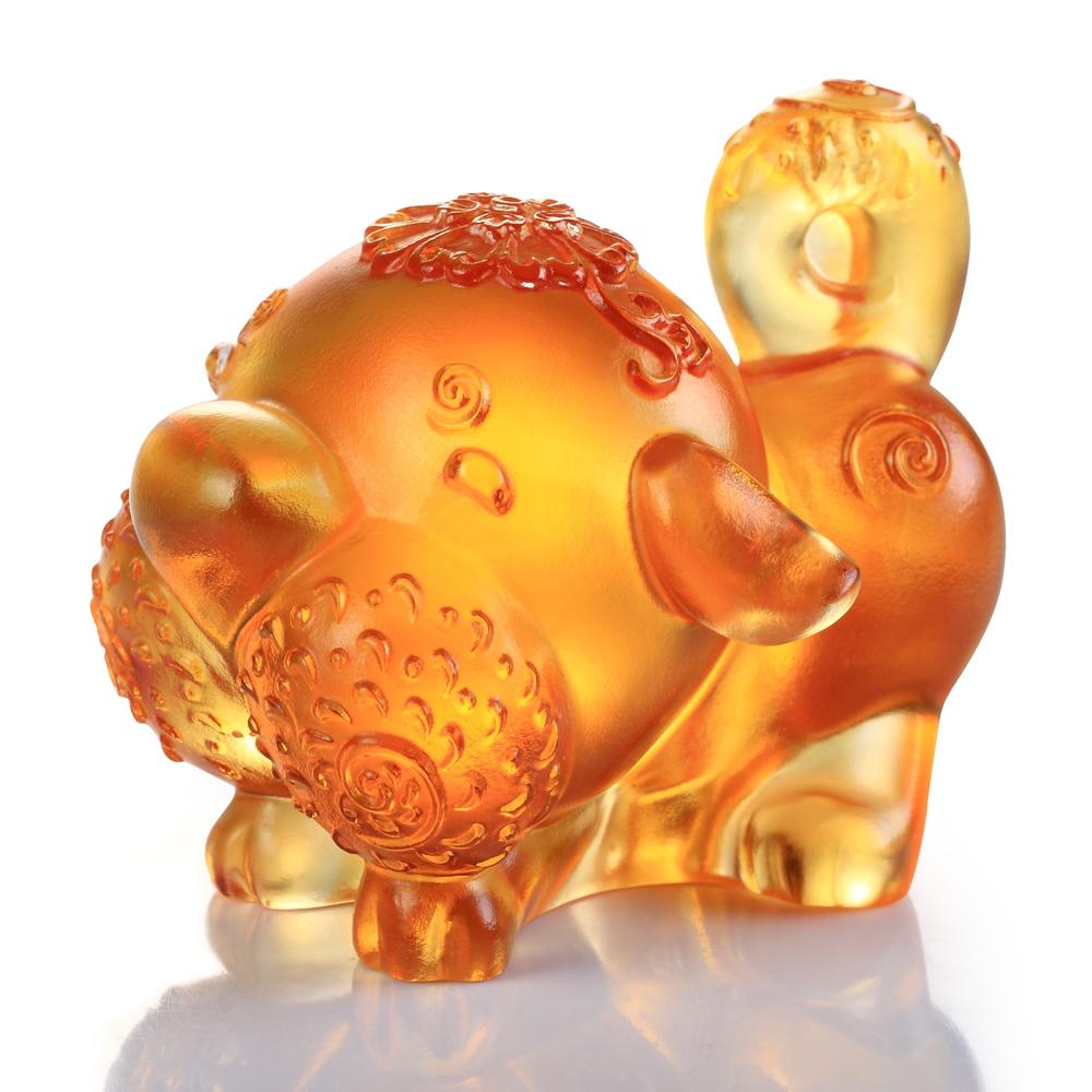 Crystal Zodiac, Animal, Year of the Dog, Prosperity Comes Along - LIULI Crystal Art