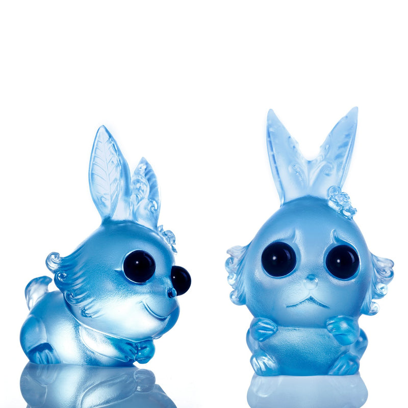 LIULI Chinese Year of the Rabbit Crystal Sculpture, One and the Same- Brave Bunny