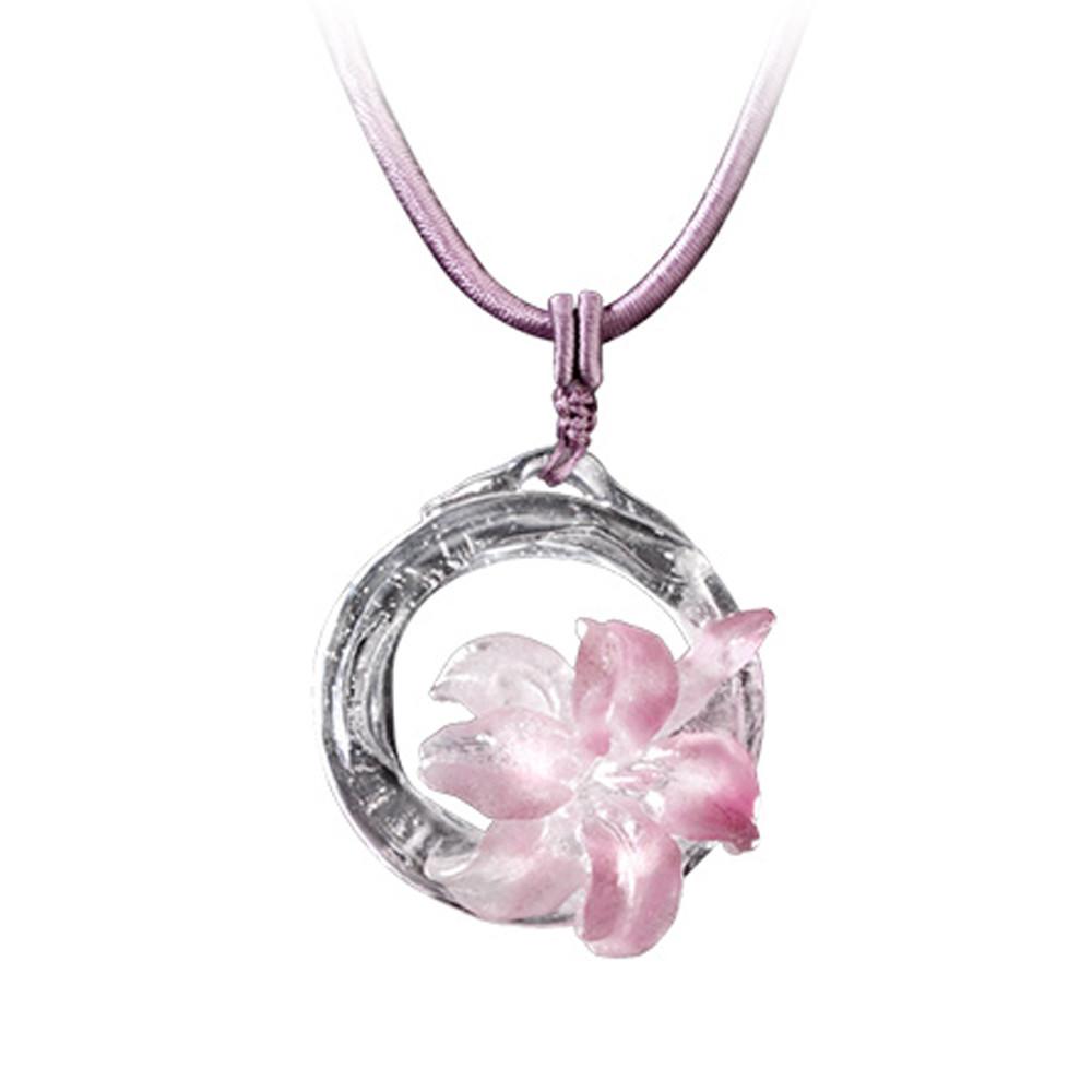 Crystal Necklace, Flower, Bloom of a New World - LIULI Crystal Art