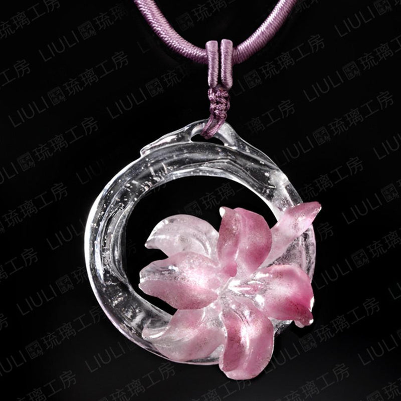 Crystal Necklace, Flower, Bloom of a New World - LIULI Crystal Art