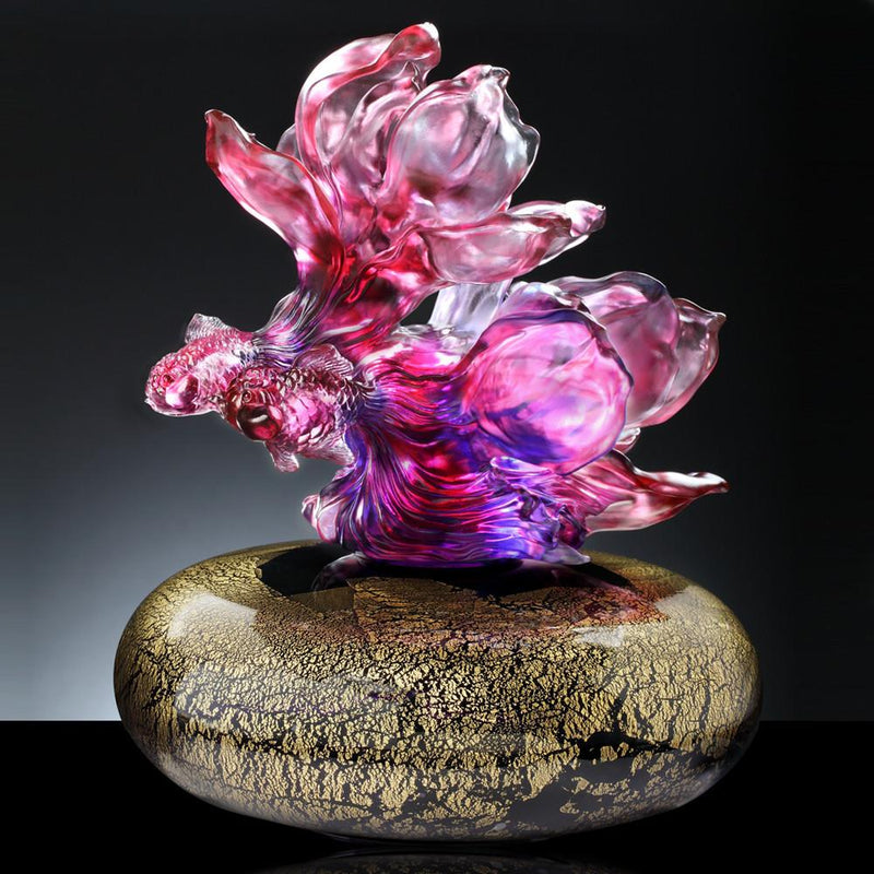 Crystal Treasure Vase, A Vase of Riches-White Yulan Luck - LIULI Crystal Art