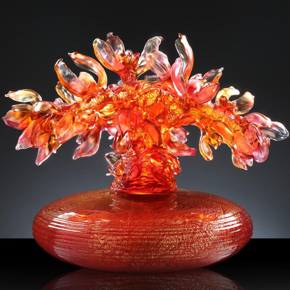 -- DELETE -- Crystal Treasure Vase, A Vase of Riches-Orchid Happiness - LIULI Crystal Art