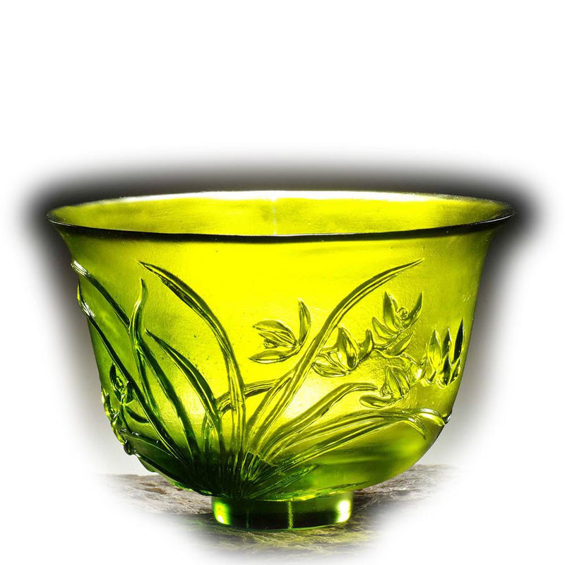Crystal Bowl, Orchid, The Four Gentlemen, The Orchid Gentleman - LIULI Crystal Art