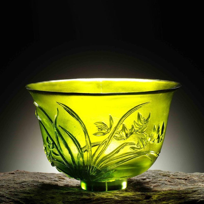 Crystal Bowl, Orchid, The Four Gentlemen, The Orchid Gentleman - LIULI Crystal Art