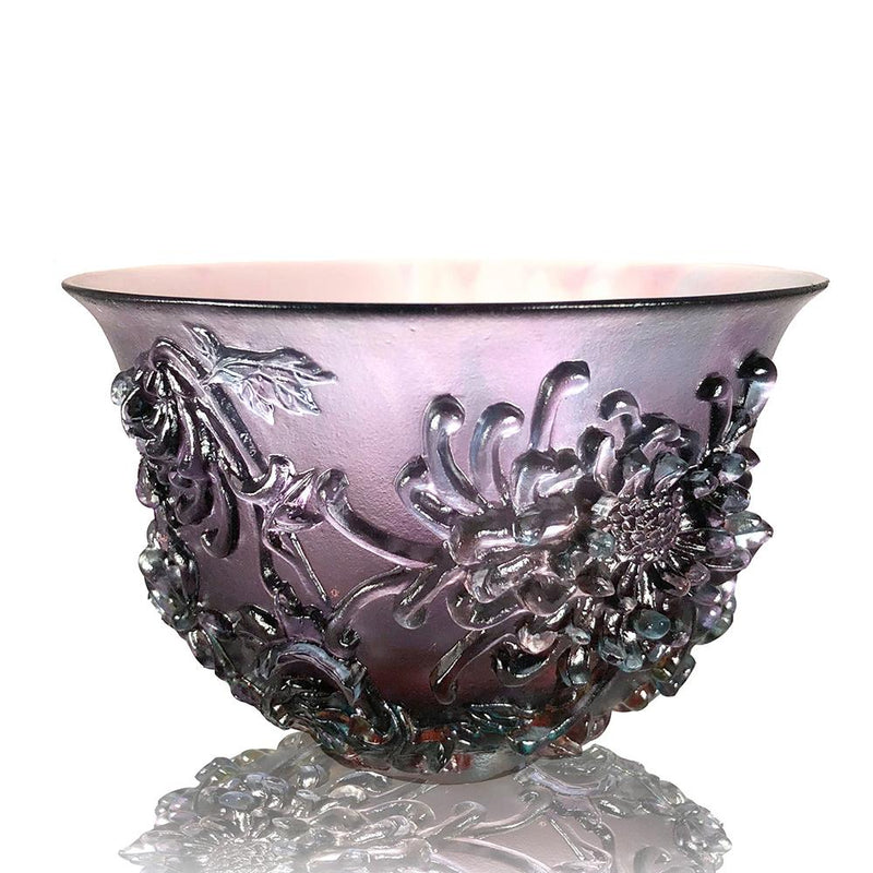 Crystal Bowl, Chrysanthemum, The Four Gentlemen, The Chrysanthemum Gentleman - LIULI Crystal Art
