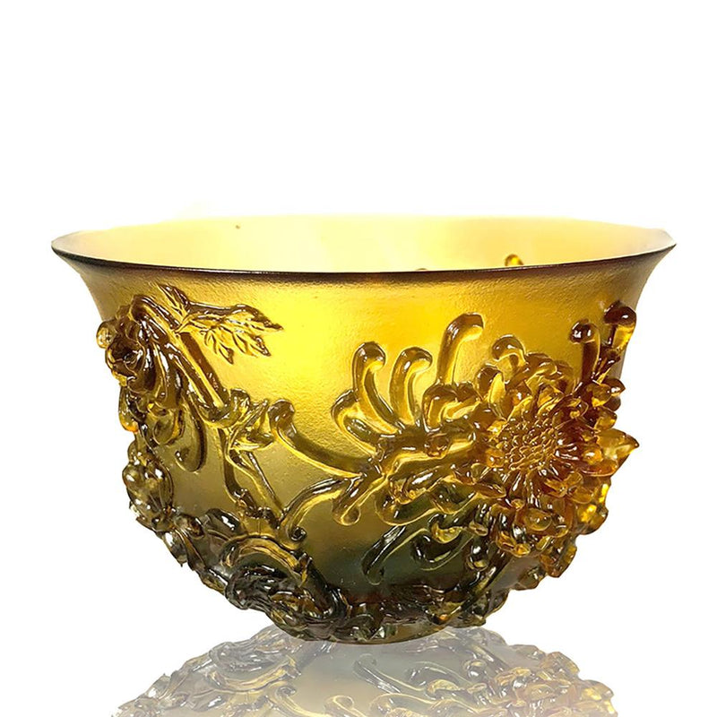 Crystal Bowl, Chrysanthemum, The Four Gentlemen, The Chrysanthemum Gentleman - LIULI Crystal Art