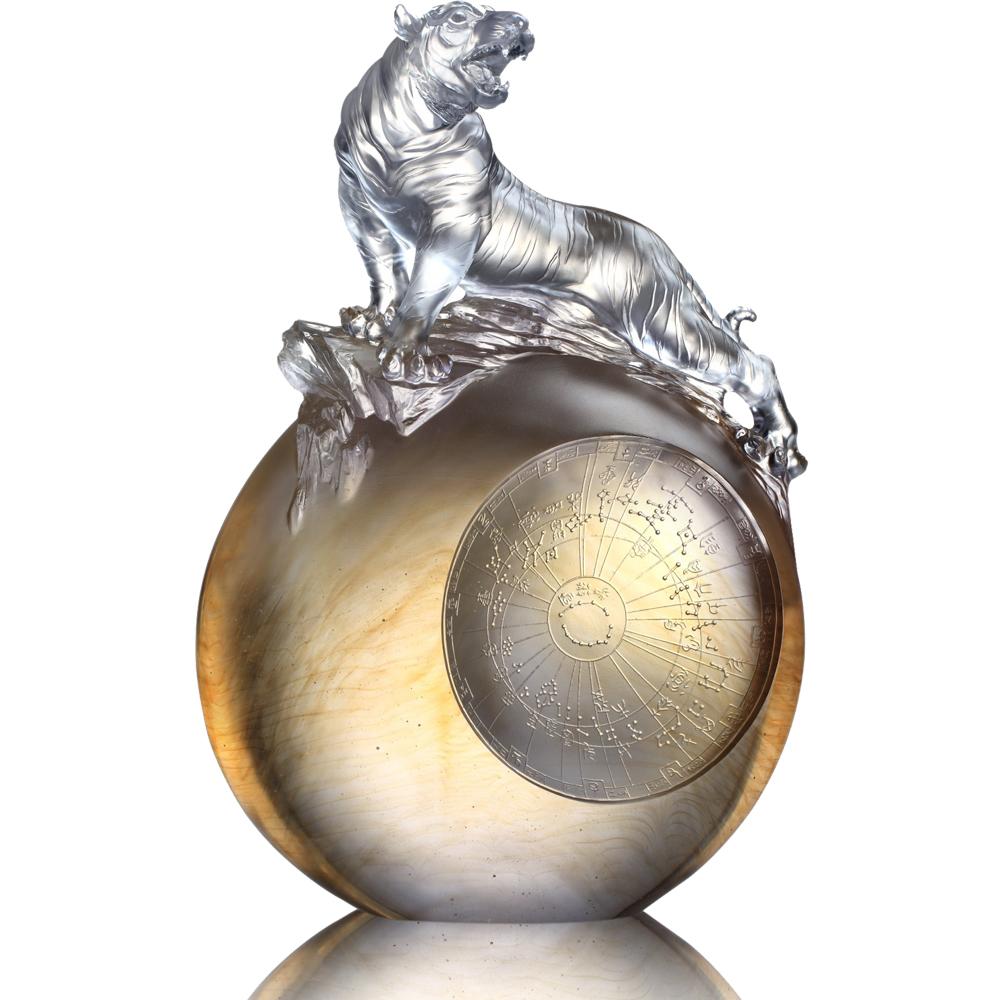 Crystal Animal, Tiger, Guardian, White Tiger of the West-Roar of the Tiger - LIULI Crystal Art