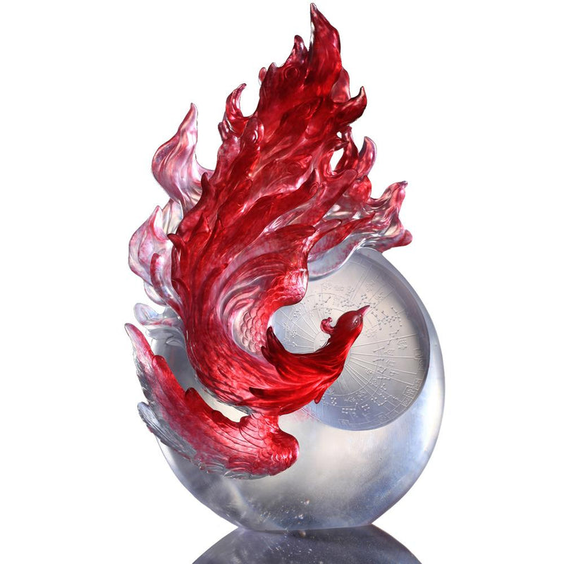 Crystal Mythical Creature, Phoenix, Guardian, Vermilion Bird of the South-Dance of the Phoenix - LIULI Crystal Art