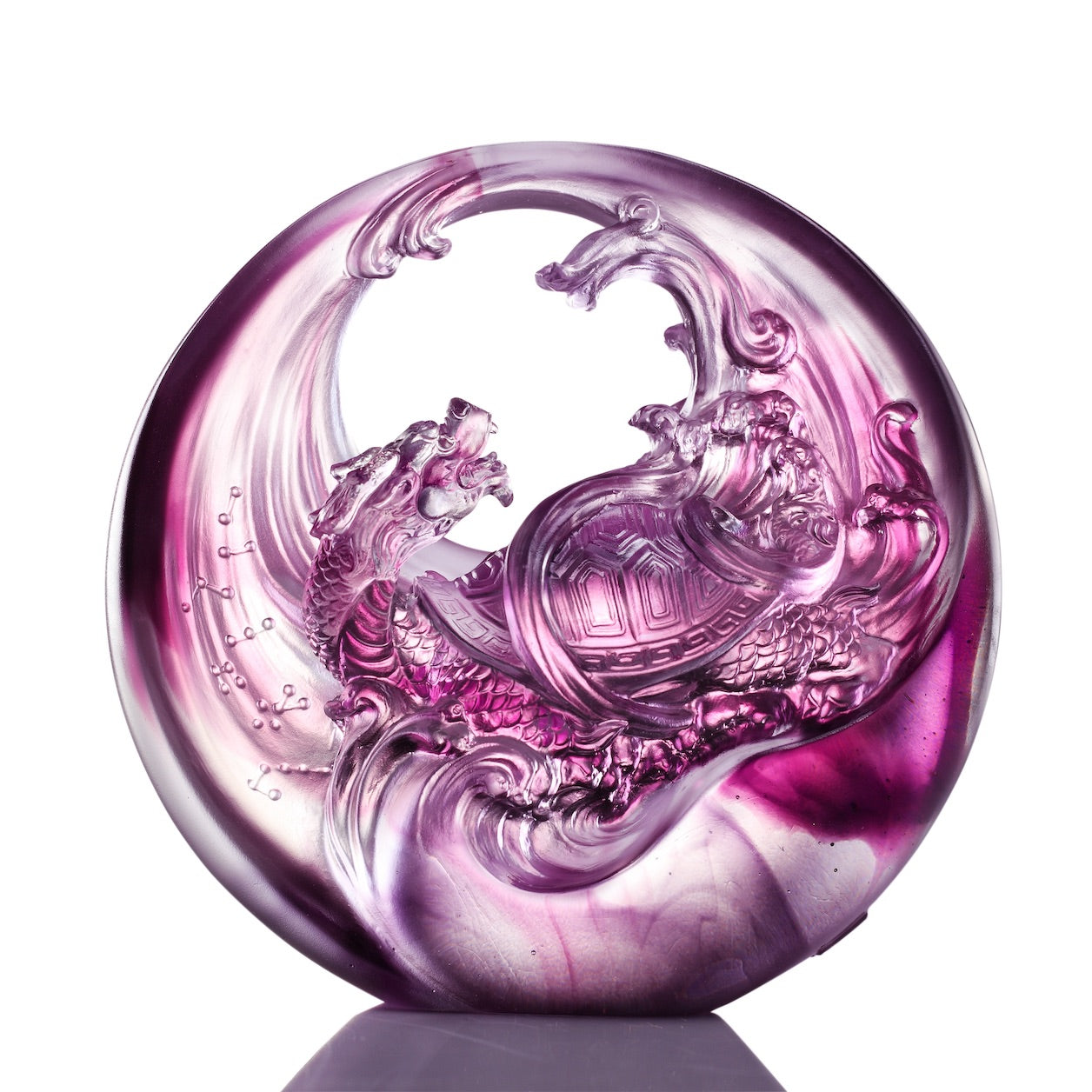 瑠璃置物。玄武文。美品。2005年作品。琉璃工坊。美術品。自家藏出