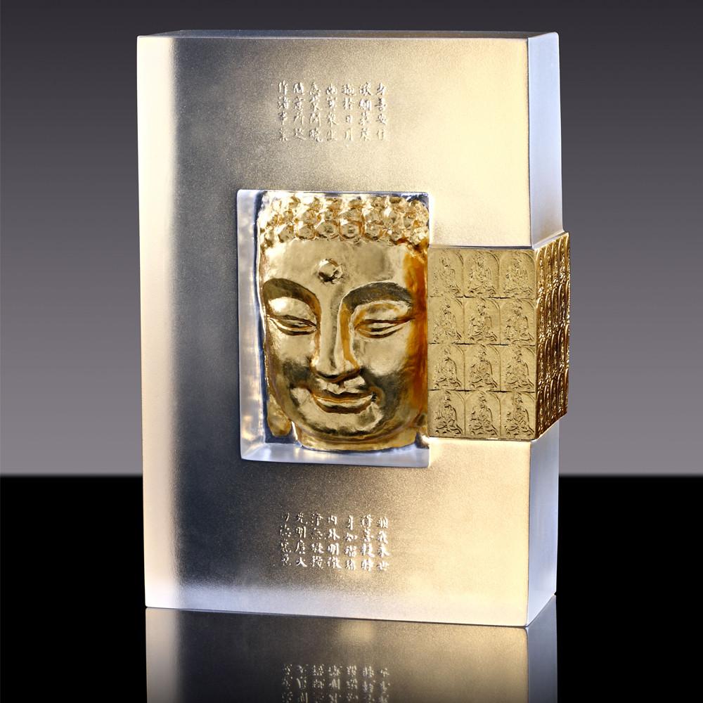 -- DELETE -- Crystal Buddha, Medicine Buddha, Second Vow of the Medicine Buddha (24k Gilded) - LIULI Crystal Art