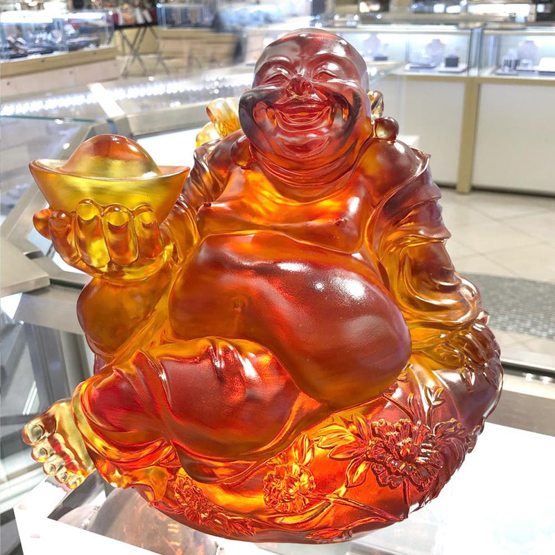 Crystal Buddha, Happy Belly Buddha, Joyous Grand Fulfillment - LIULI Crystal Art