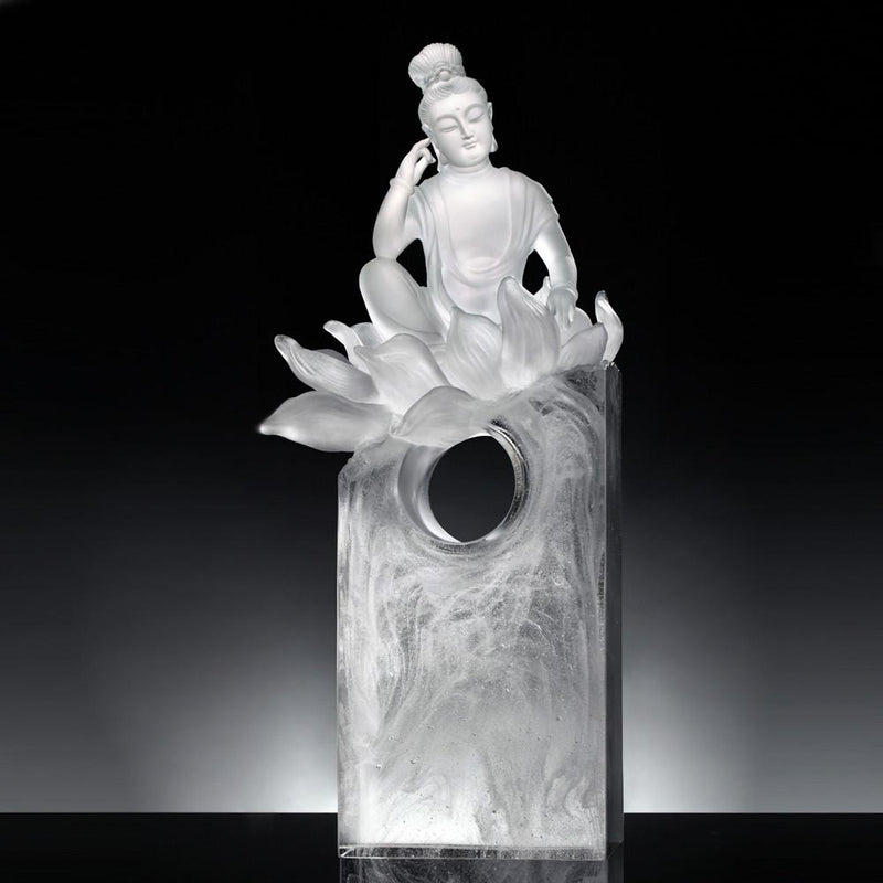 -- DELETE -- Crystal Buddha, Guanyin, Only Love, Only Concern-Pure Lotus Heart - LIULI Crystal Art