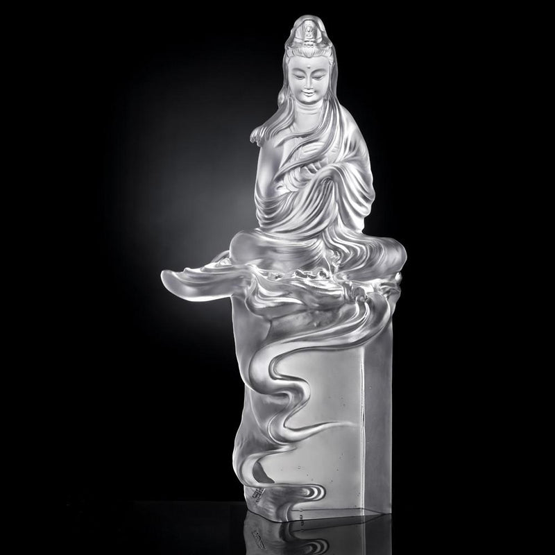 -- DELETE -- Crystal Buddha, Guanyin, Mortal Smile-A Free and Idle Heart - LIULI Crystal Art