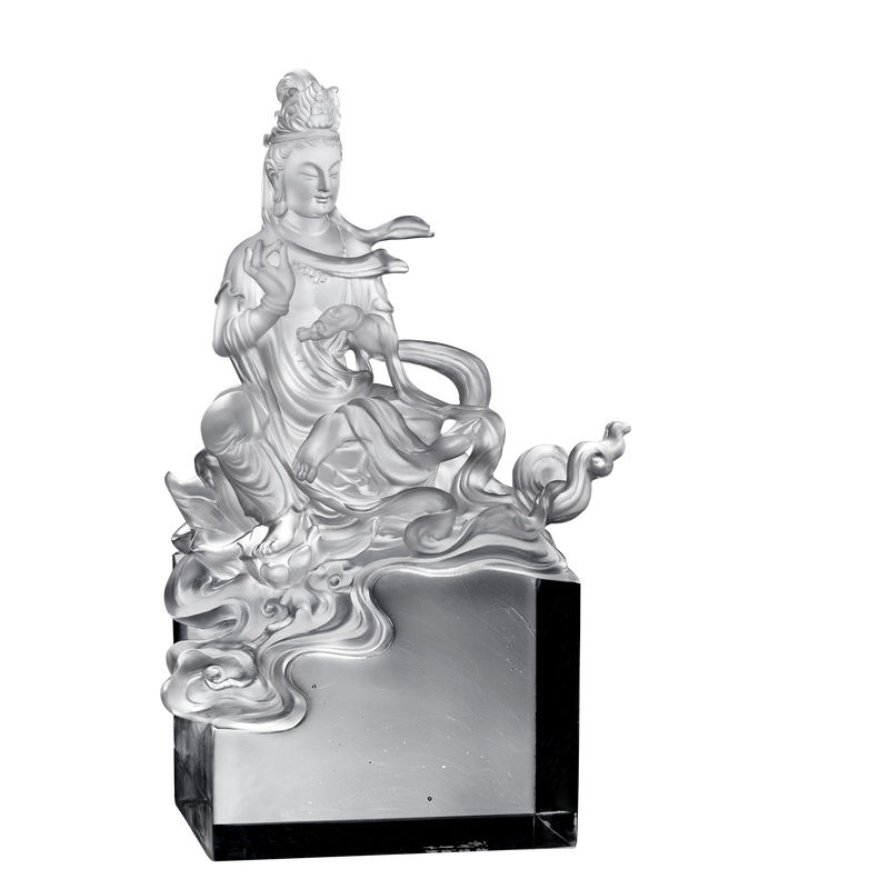 -- DELETE -- Crystal Buddha, Guanyin, Mortal Smile-Guanyin of Colorful Cloud Water - LIULI Crystal Art