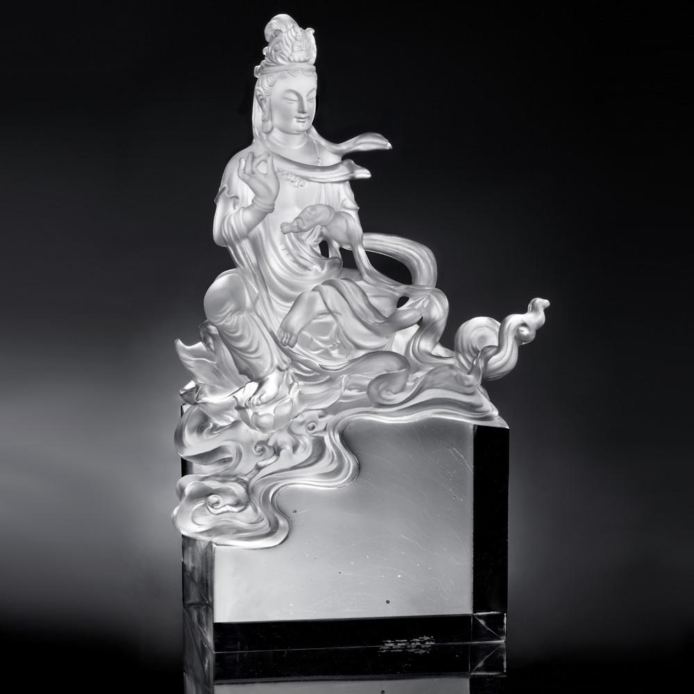 -- DELETE -- Crystal Buddha, Guanyin, Mortal Smile-Guanyin of Colorful Cloud Water - LIULI Crystal Art