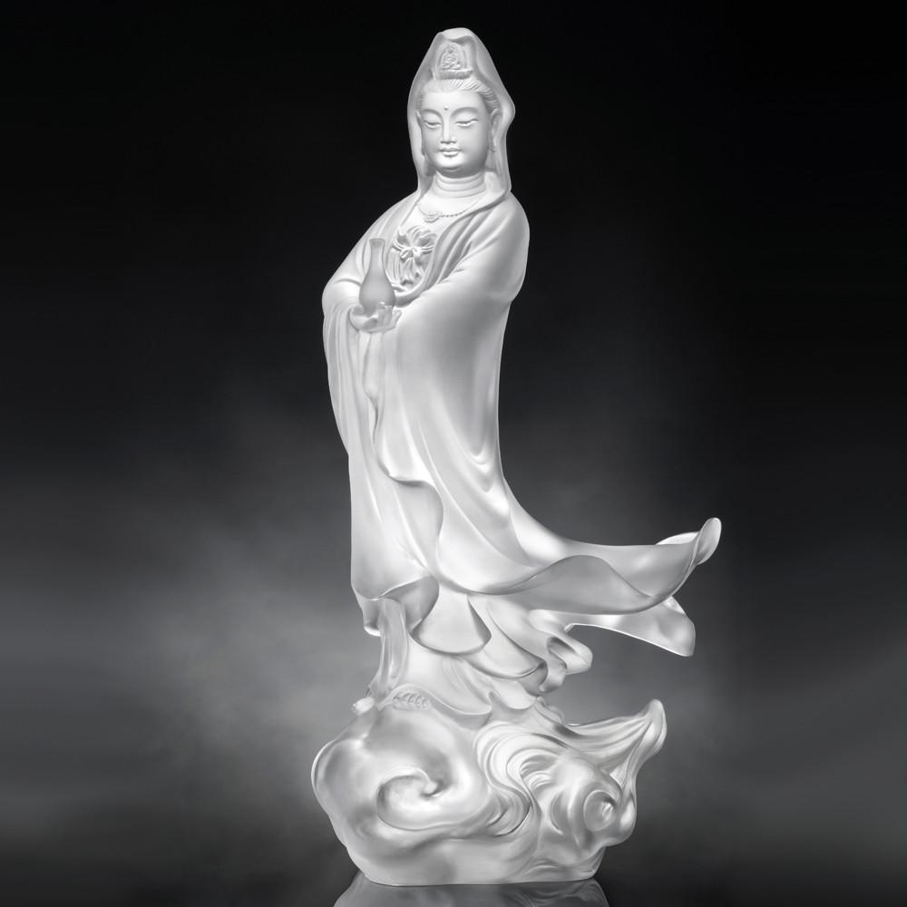 Crystal Buddha, Guanyin, Mortal Smile-Jingping Guanyin - LIULI Crystal Art