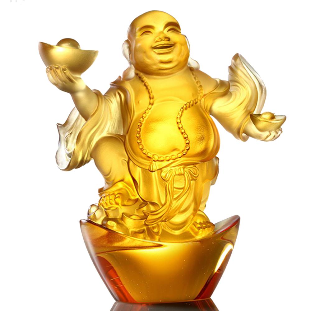 Crystal Buddha, Happy Belly Buddha, Laughter of the Little Maitreya Buddha - LIULI Crystal Art