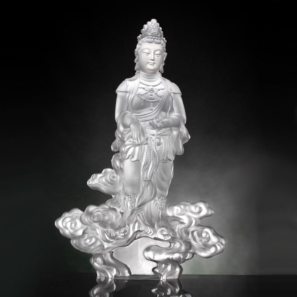 Crystal Buddha, Guanyin, Light Exists Because of Love-Wishes Fulfilled - LIULI Crystal Art