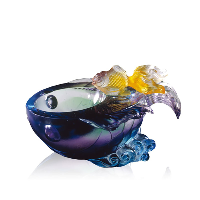 Crystal Decorative Bowl, Fish, Flow of Luck - LIULI Crystal Art