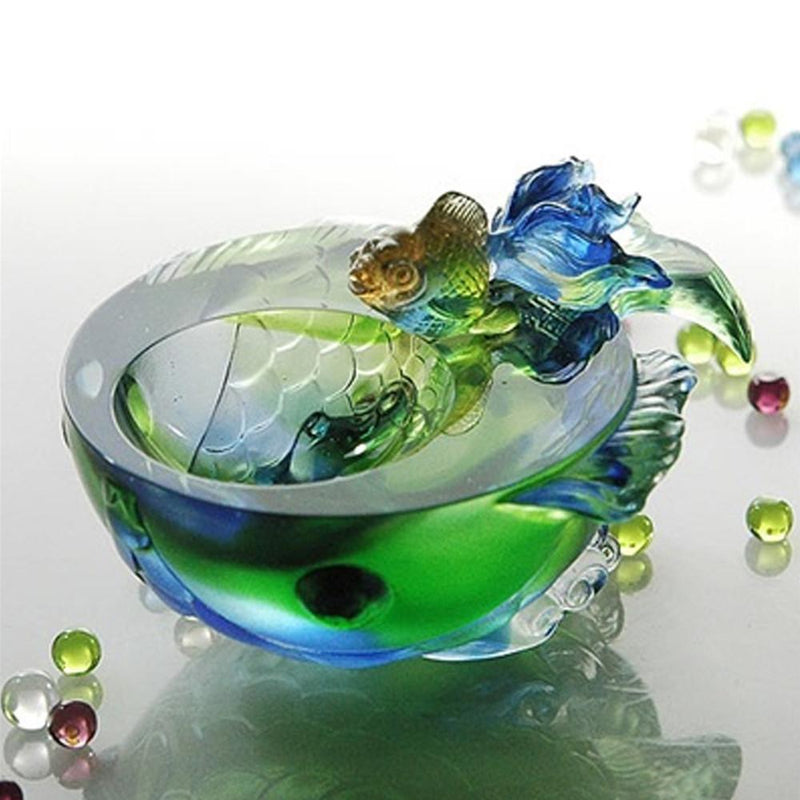 Crystal Decorative Bowl, Fish, Flow of Luck - LIULI Crystal Art