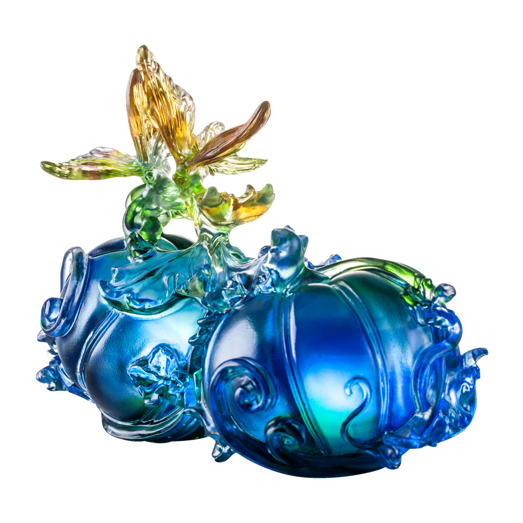 -- DELETE -- Crystal Butterfly, Paperweight, Fruits of Prosperity - LIULI Crystal Art
