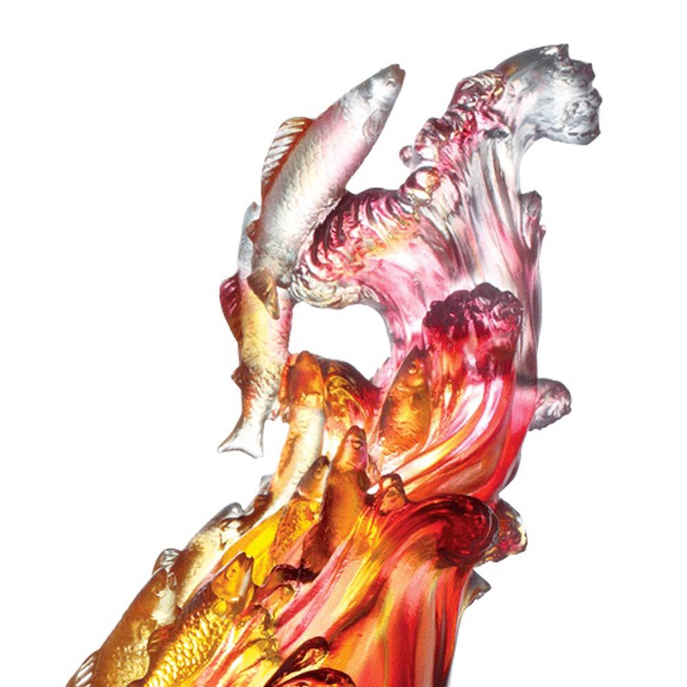 -- DELETE -- Together We Will Reach the Crest (Courage of Love) - Fish Figurine (with Acrylic base) - LIULI Crystal Art